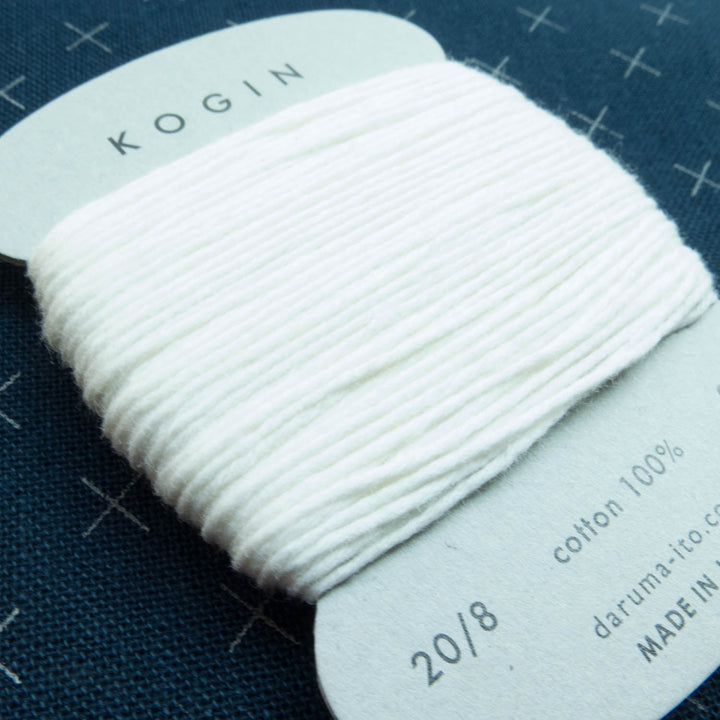 Daruma Kogin Sashiko Thread - White (No. 1) Sashiko - Snuggly Monkey