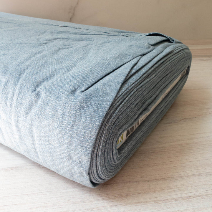 Light Indigo Washed Chambray Fabric (4.5 oz)