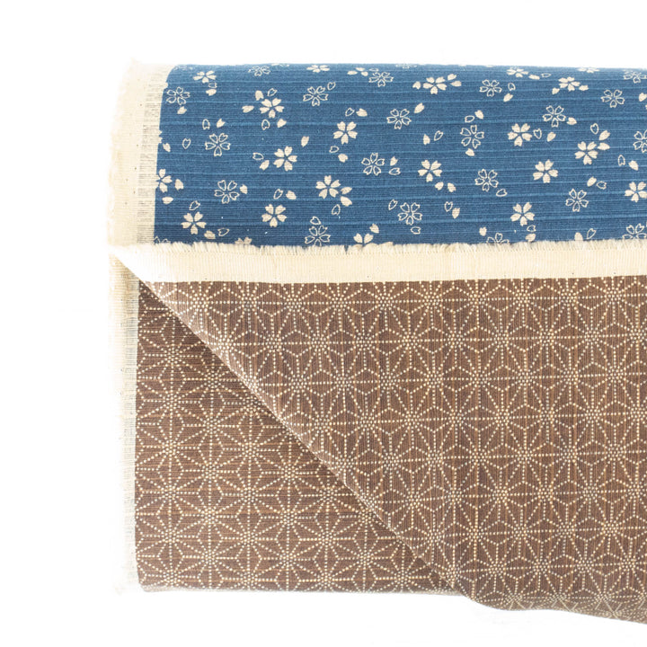 Double-Sided Cotton Dobby Fabric - Blue/Brown (SDS3516)