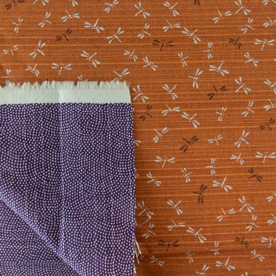 Sevenberry Double-Sided Cotton Dobby Fabric - Orange/Purple