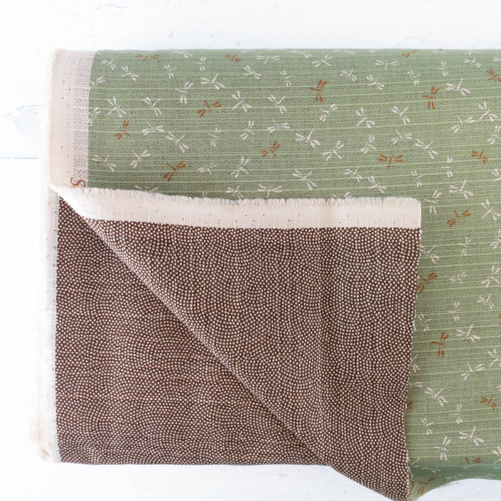 Sevenberry Double-Sided Cotton Dobby Fabric - Green/Brown