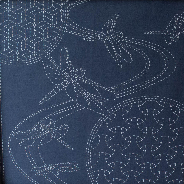 Dragonflies Sashiko Embroidery Sampler (Navy) Sashiko - Snuggly Monkey