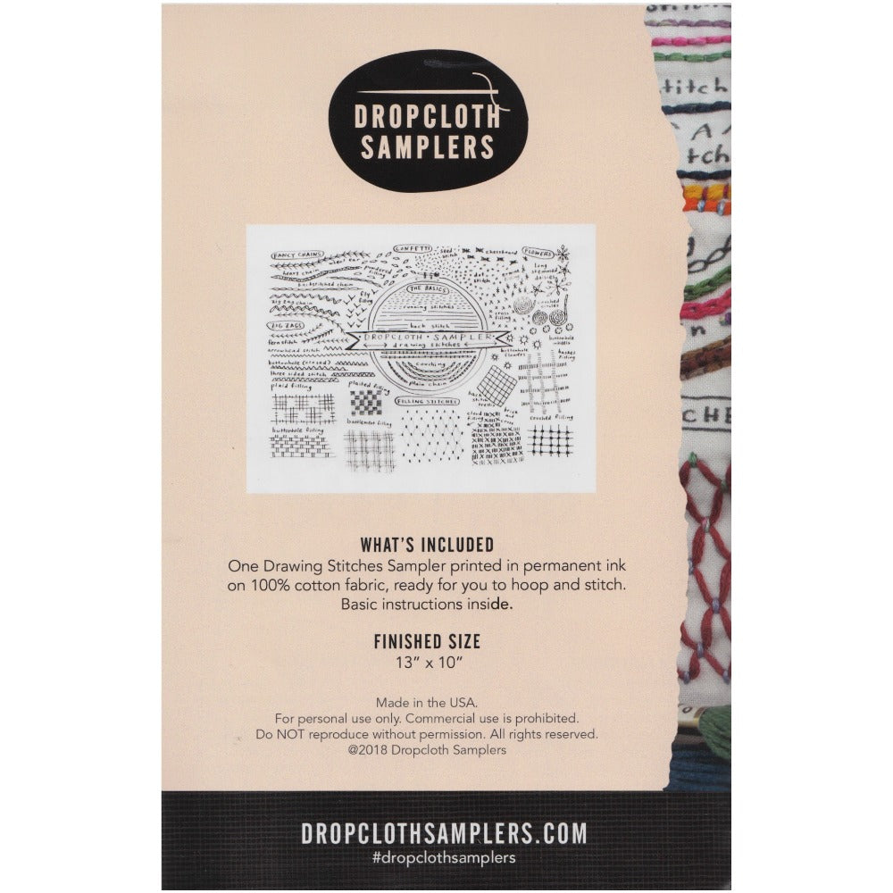 Dropcloth Embroidery Samplers :: Drawing Stitches Patterns - Snuggly Monkey