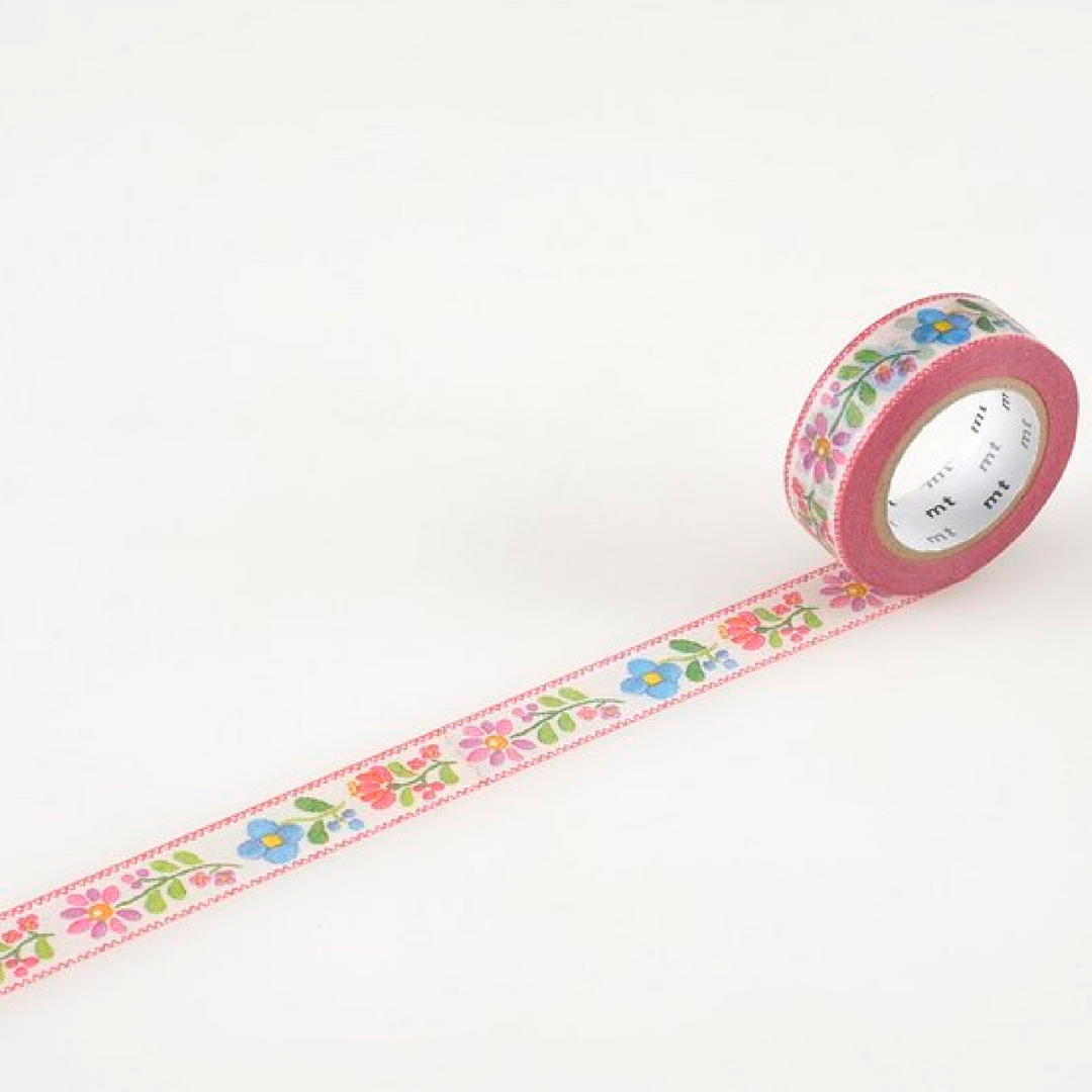 Embroidered Flowers Japanese Washi Tape