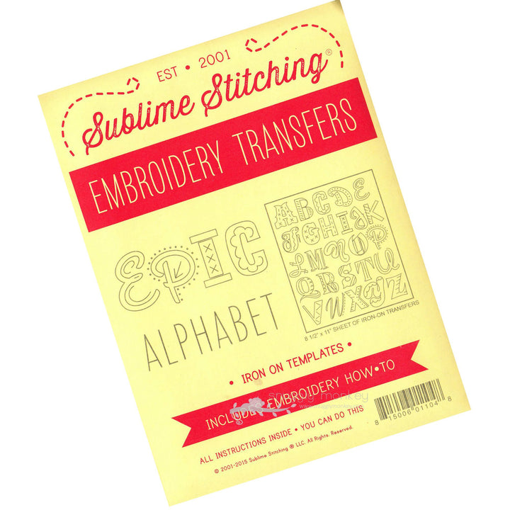 Sublime Stitching Epic Alphabet | Alphabet Iron On Embroidery Design Patterns - Snuggly Monkey