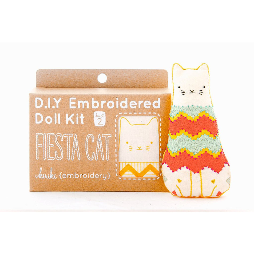 Fiesta Cat Plushie Embroidery Kit – Snuggly Monkey
