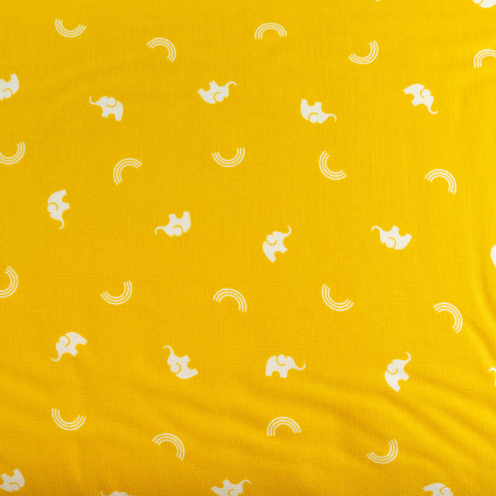 FIGO Fabrics Lucky Charms - Elephants in Yellow