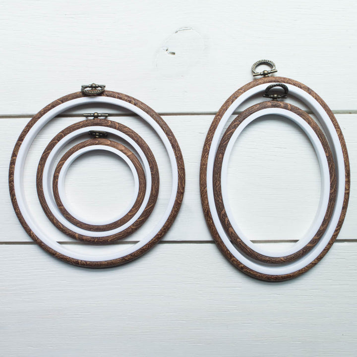 Faux Wood Embroidery Hoop - 6.5" Oval Embroidery Hoops - Snuggly Monkey