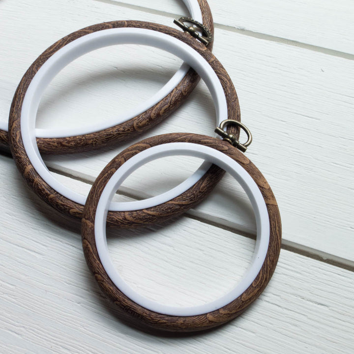 Faux Wood Embroidery Hoop - 2.5" Round Flexi Hoop Embroidery Hoops - Snuggly Monkey
