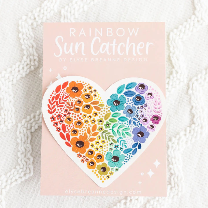 Rainbow Floral Heart Suncatcher Window Sticker