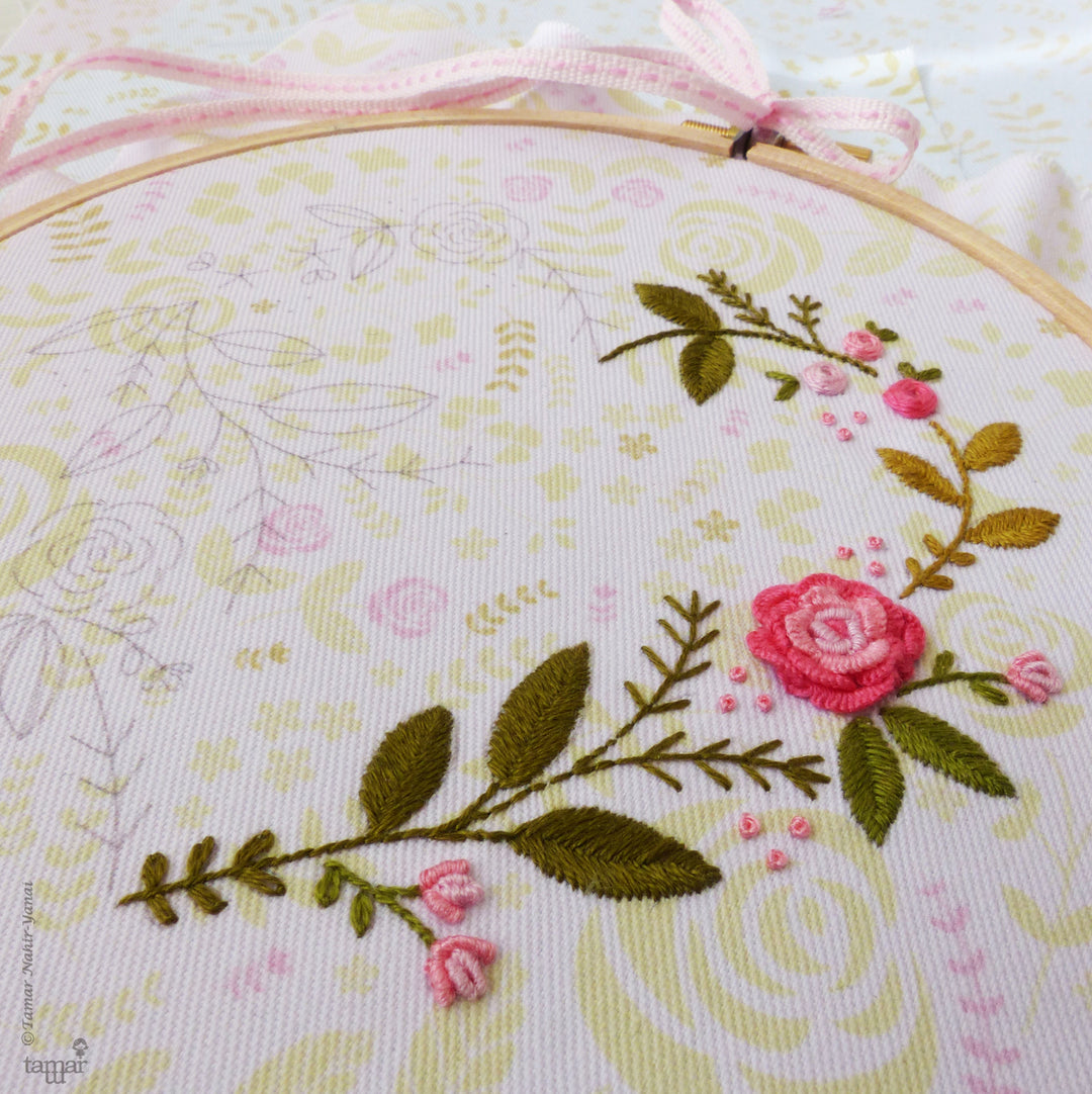 Embroidery Kit : 6" Flower Heart by Tamar Nahir Embroidery Kit - Snuggly Monkey