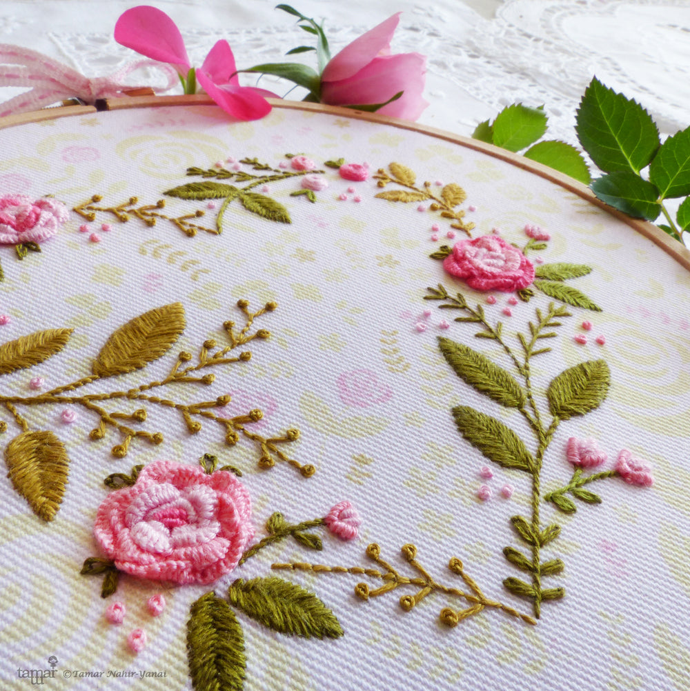 Embroidery Kit : 6" Flower Heart by Tamar Nahir Embroidery Kit - Snuggly Monkey