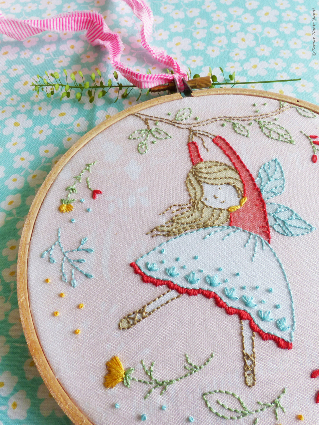 Embroidery Kit : 6" Flying Fairy by Tamar Nahir Embroidery Kit - Snuggly Monkey