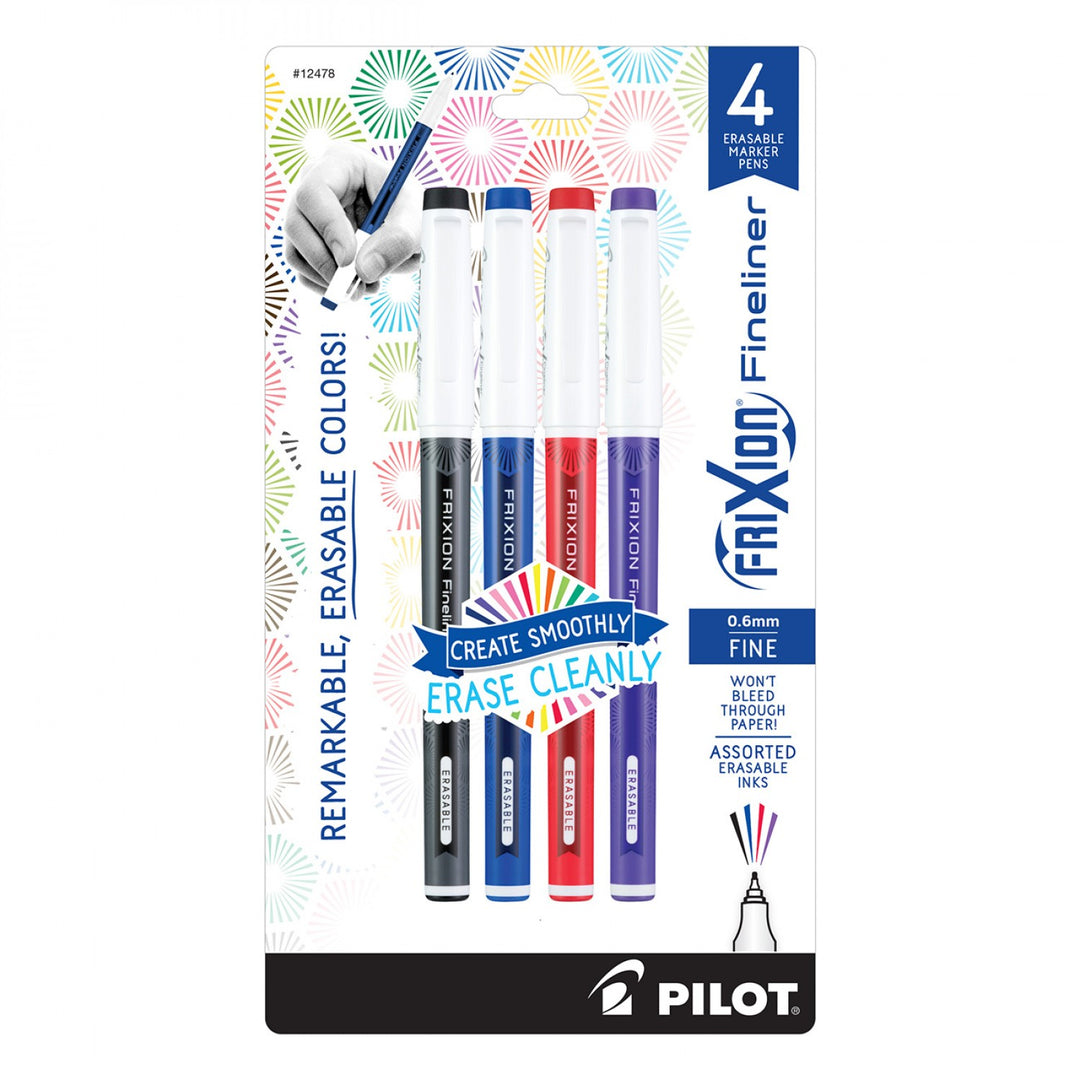 Frixion Fineliner Pens - 4 Pack Assorted Colors