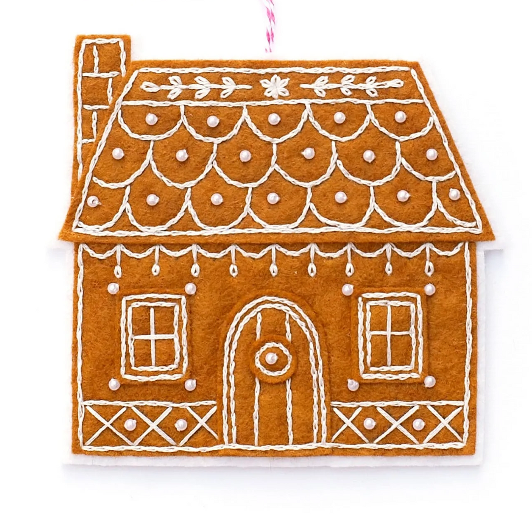 Gingerbread House Wool Felt Ornament Kit