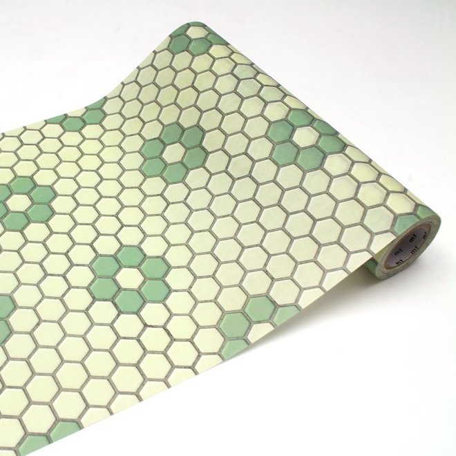 mt CASA Fleece - Green Hexie Tiles