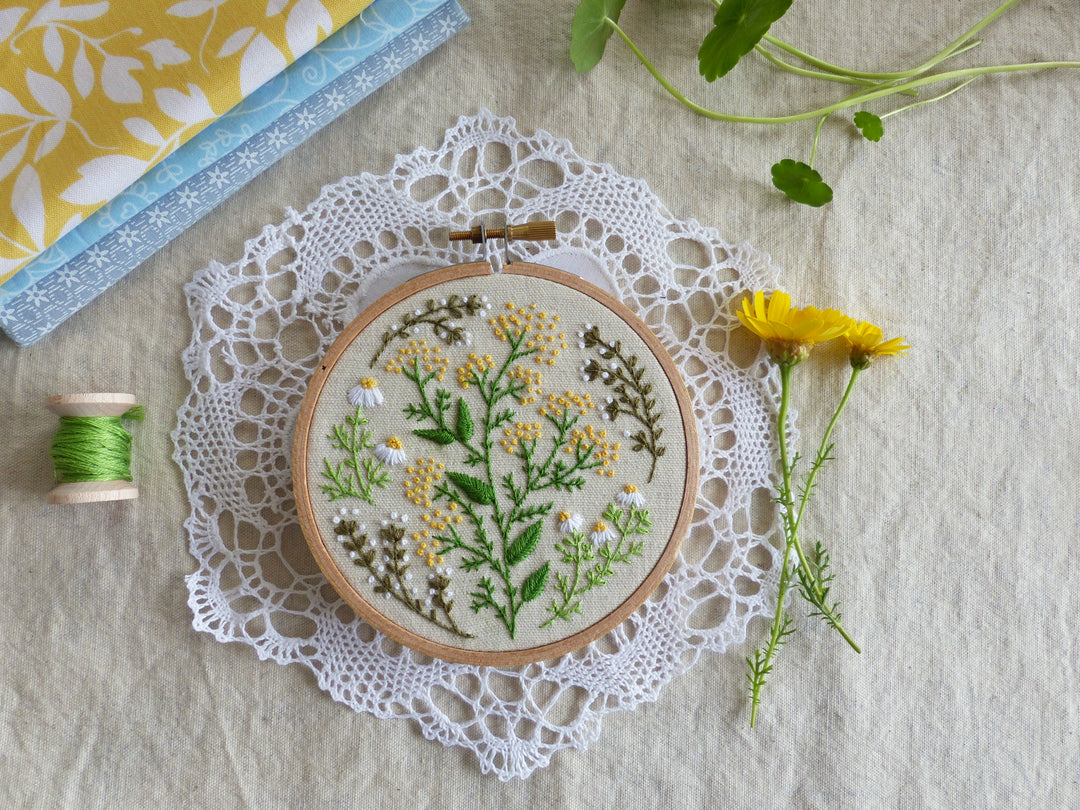 Modern Embroidery Kit : 4" Green Garden by Tamar Nahir Embroidery Kit - Snuggly Monkey