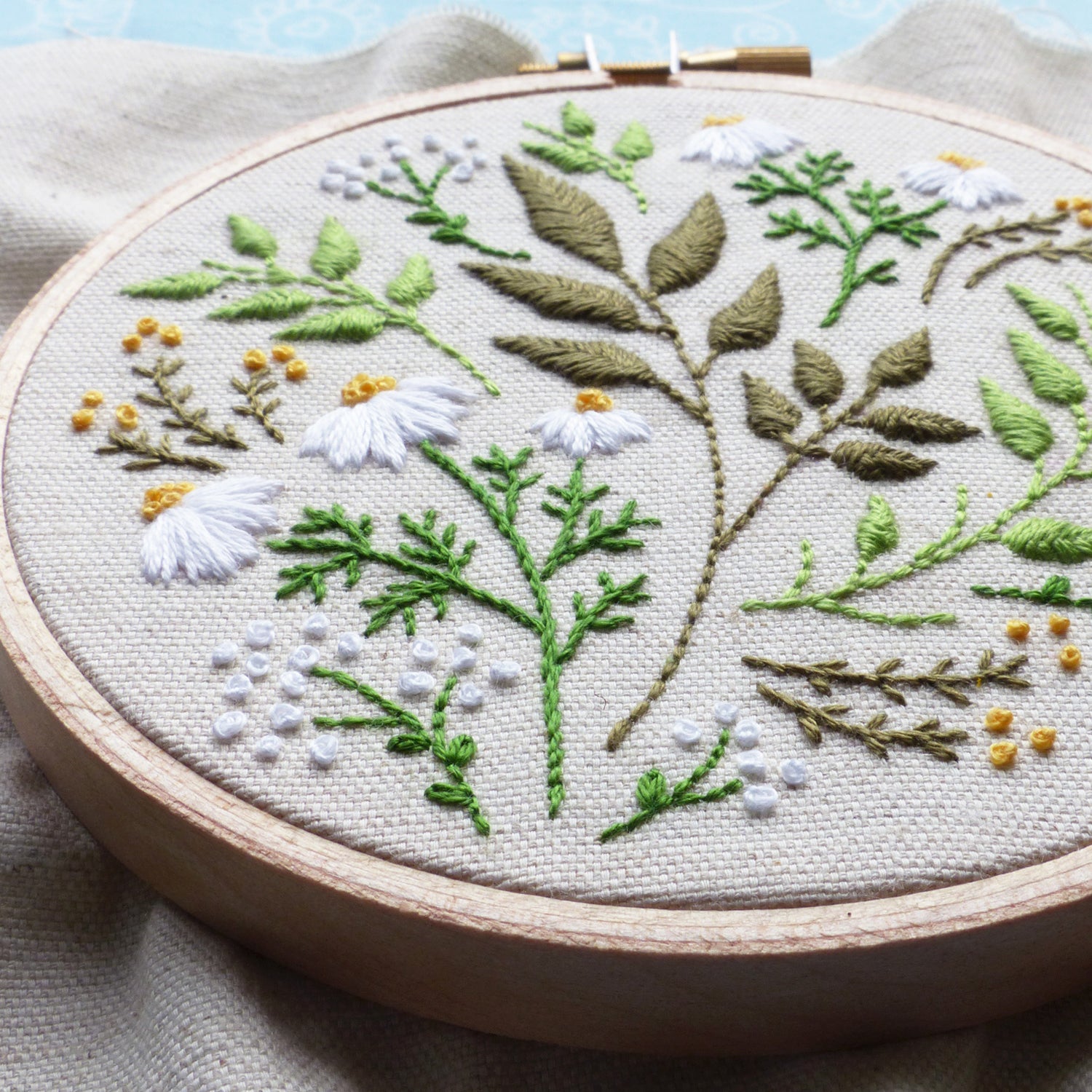 Green Leaves Embroidery Kit – Snuggly Monkey