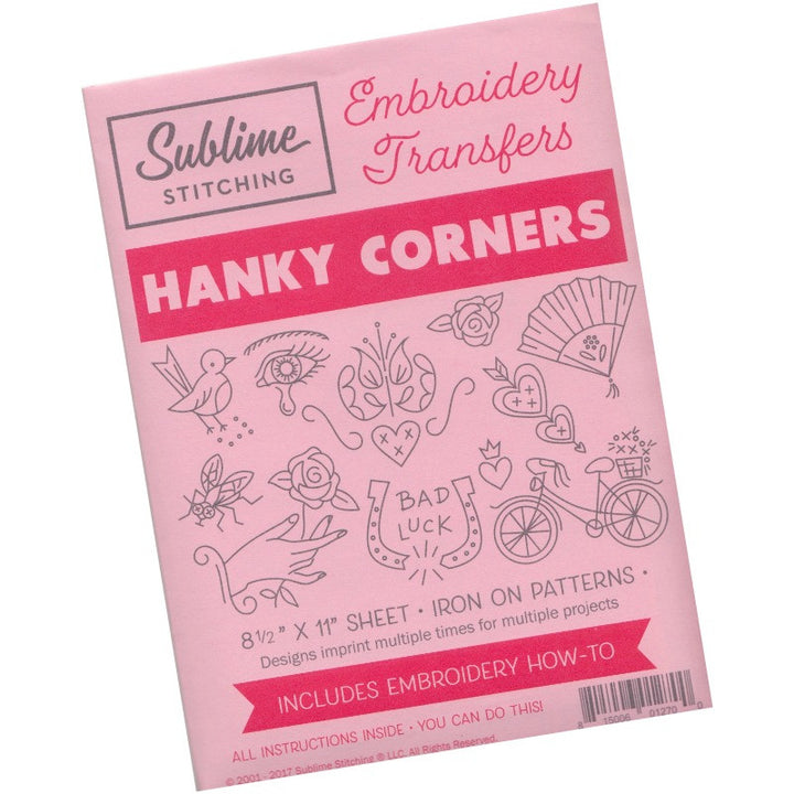 Embroidered Handkerchief Pattern | Sublime Stitching Hanky Corners Patterns - Snuggly Monkey