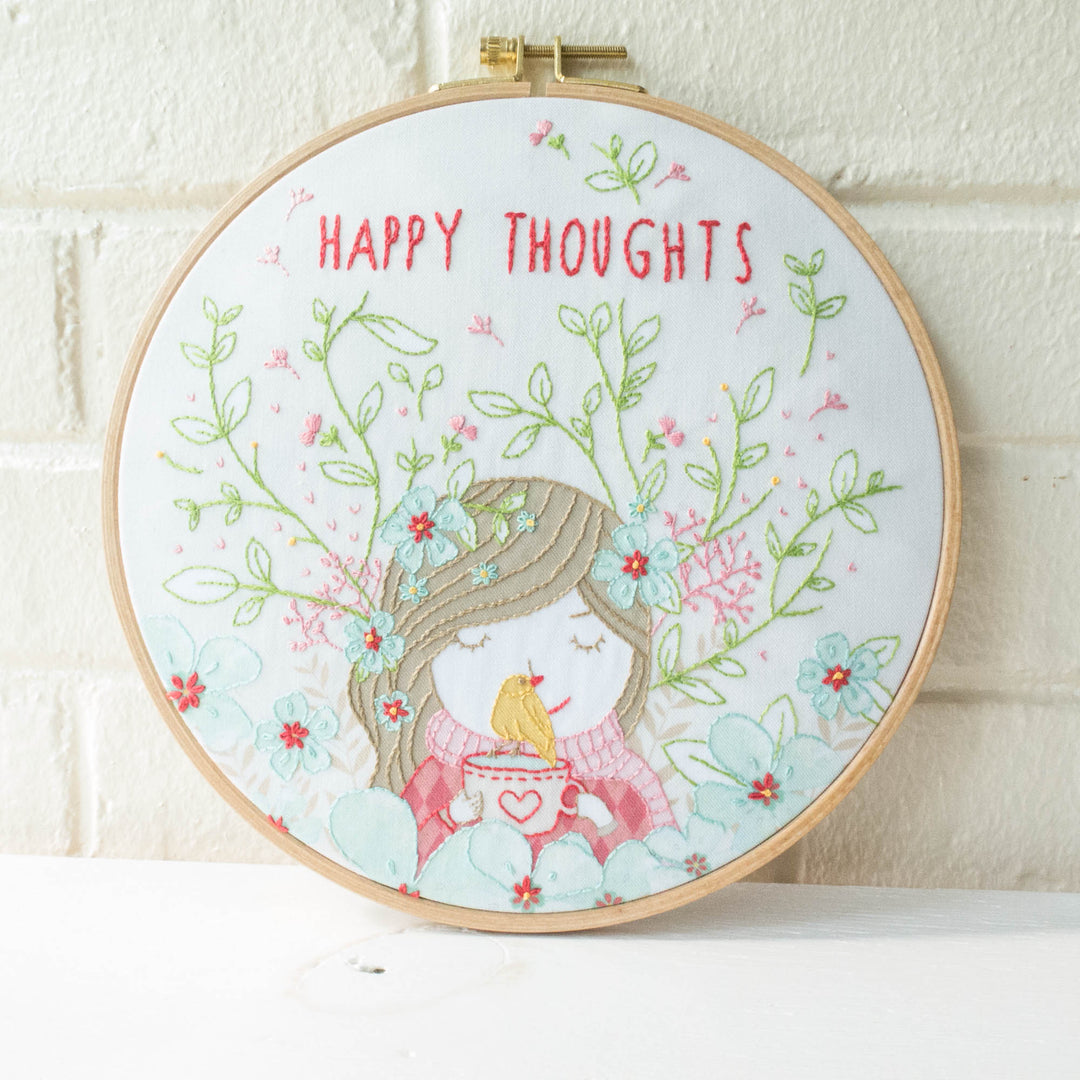 Embroidery Kit : 8" Happy Thoughts by Tamar Nahir Embroidery Kit - Snuggly Monkey