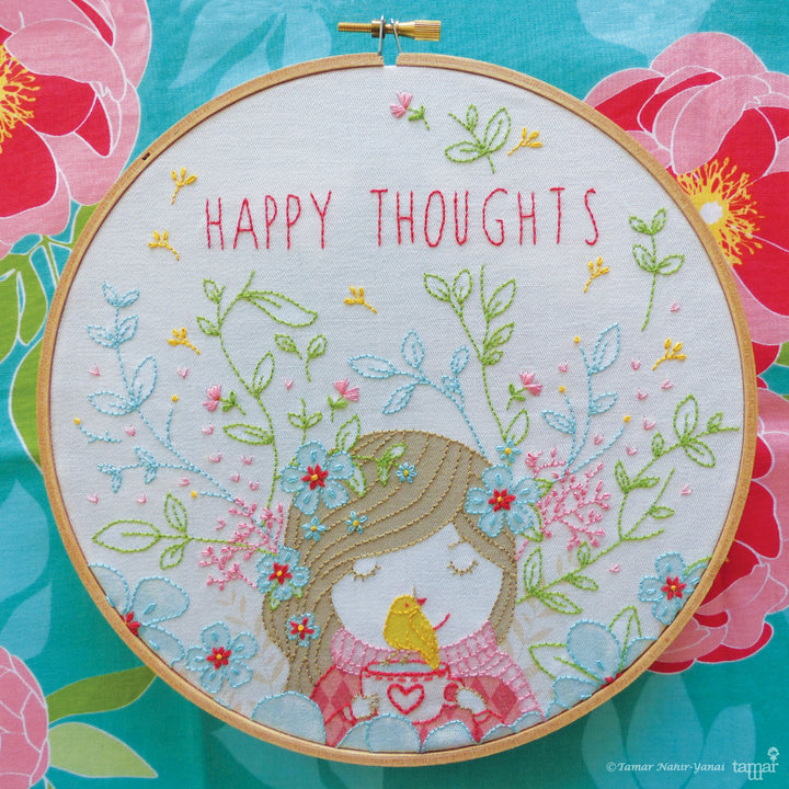 Embroidery Kit : 8" Happy Thoughts by Tamar Nahir Embroidery Kit - Snuggly Monkey