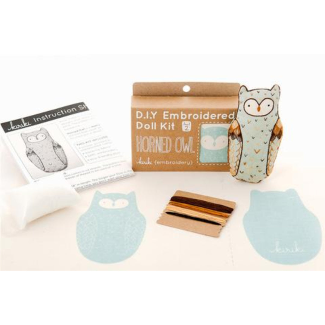 Horned Owl Plushie Embroidery Kit by Kiriki Press Embroidery Kit - Snuggly Monkey