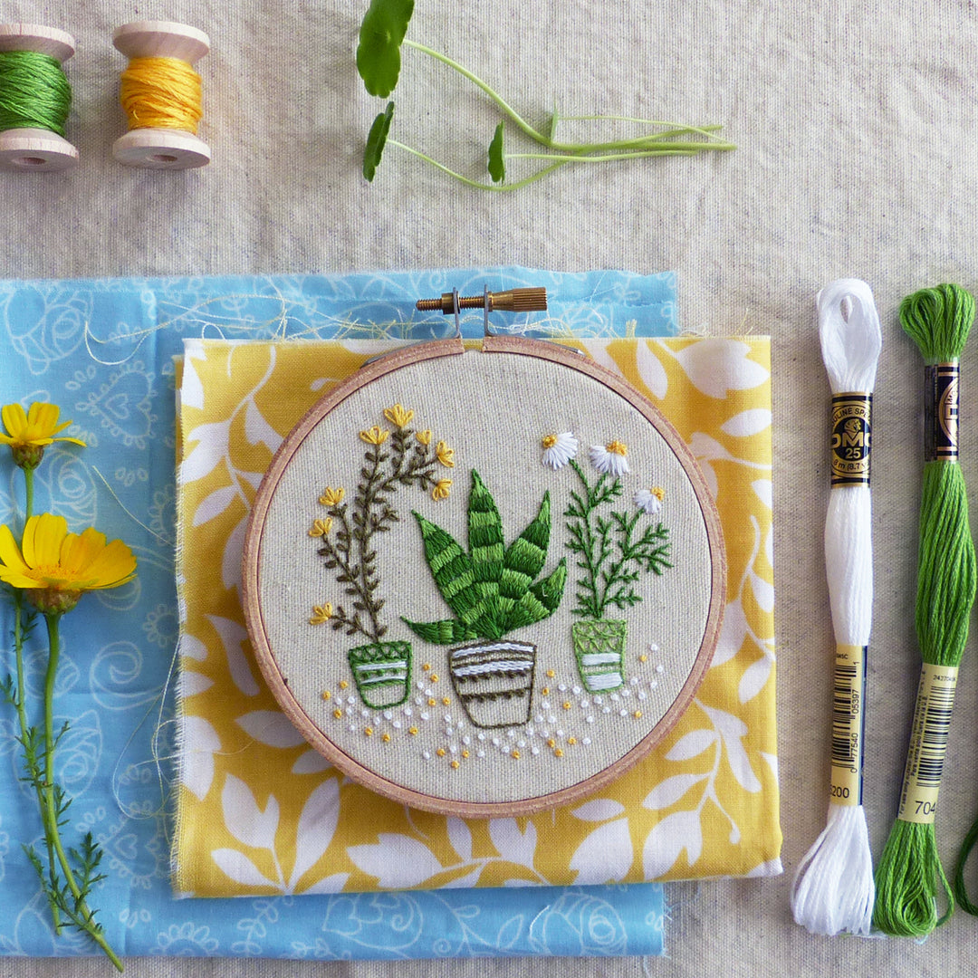 Embroidery Kit : 4" House Plants by Tamar Nahir Embroidery Kit - Snuggly Monkey