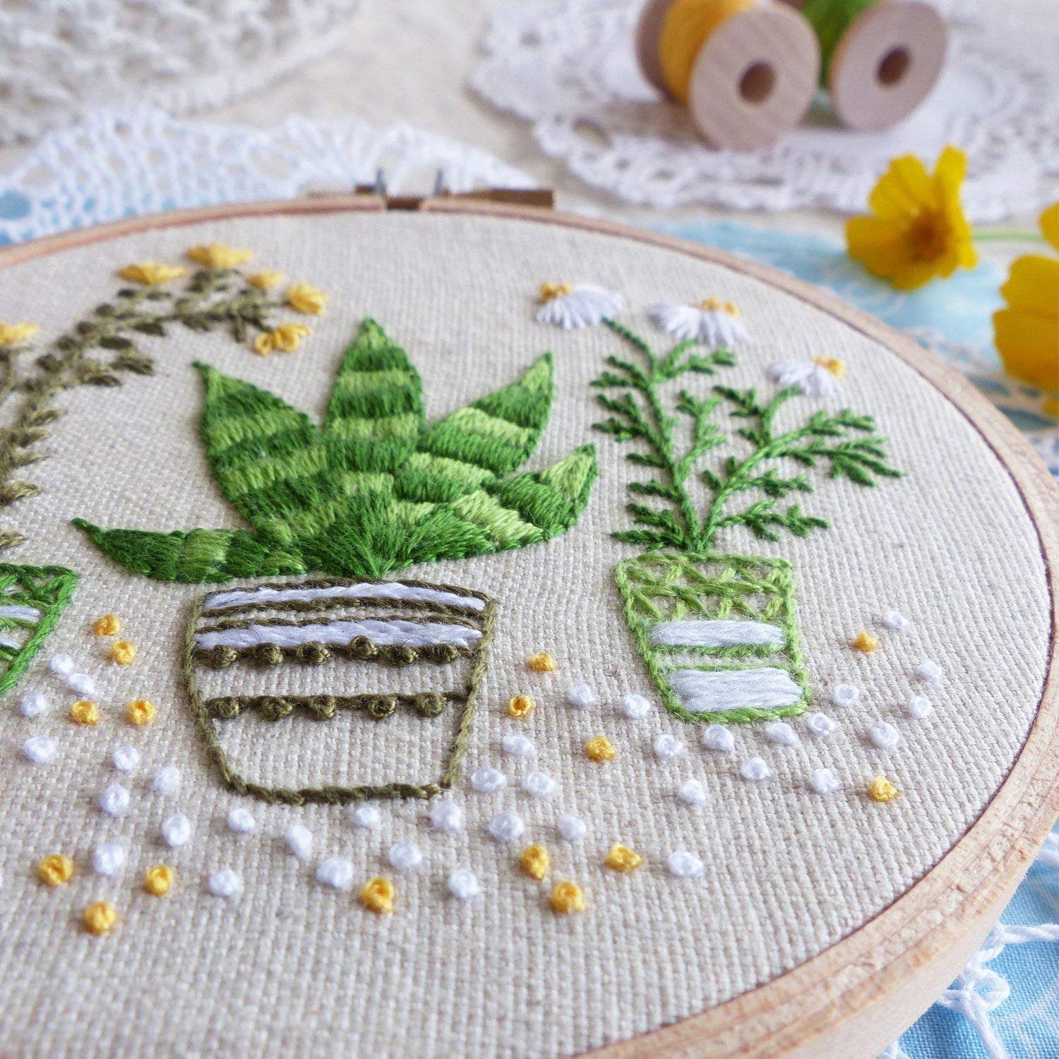 house plant cross stitch House Plants Embroidery Kit – Snuggly Monkey