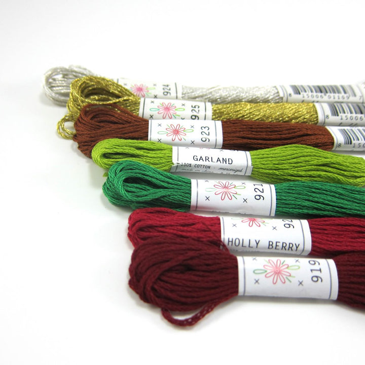 Christmas Embroidery Floss Set - 7 Skeins Christmas Tree Palette Floss - Snuggly Monkey