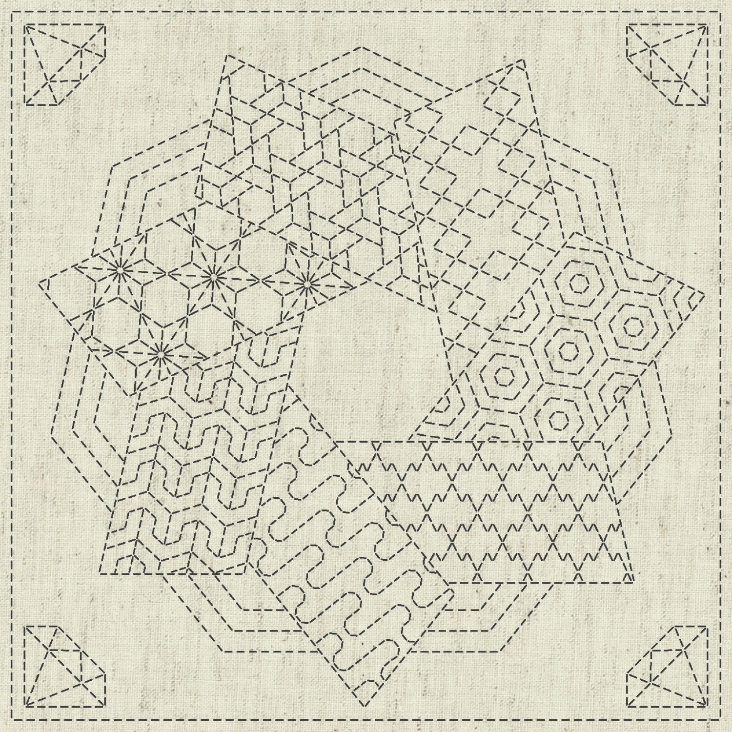 Kaza-Guruma 4 Sashiko Embroidery Sampler – Snuggly Monkey