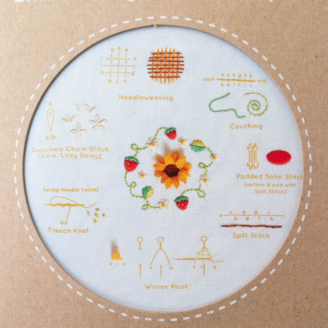 Kiriki Press Embroidery Stitch Sampler - Summer Embroidery Kit - Snuggly Monkey