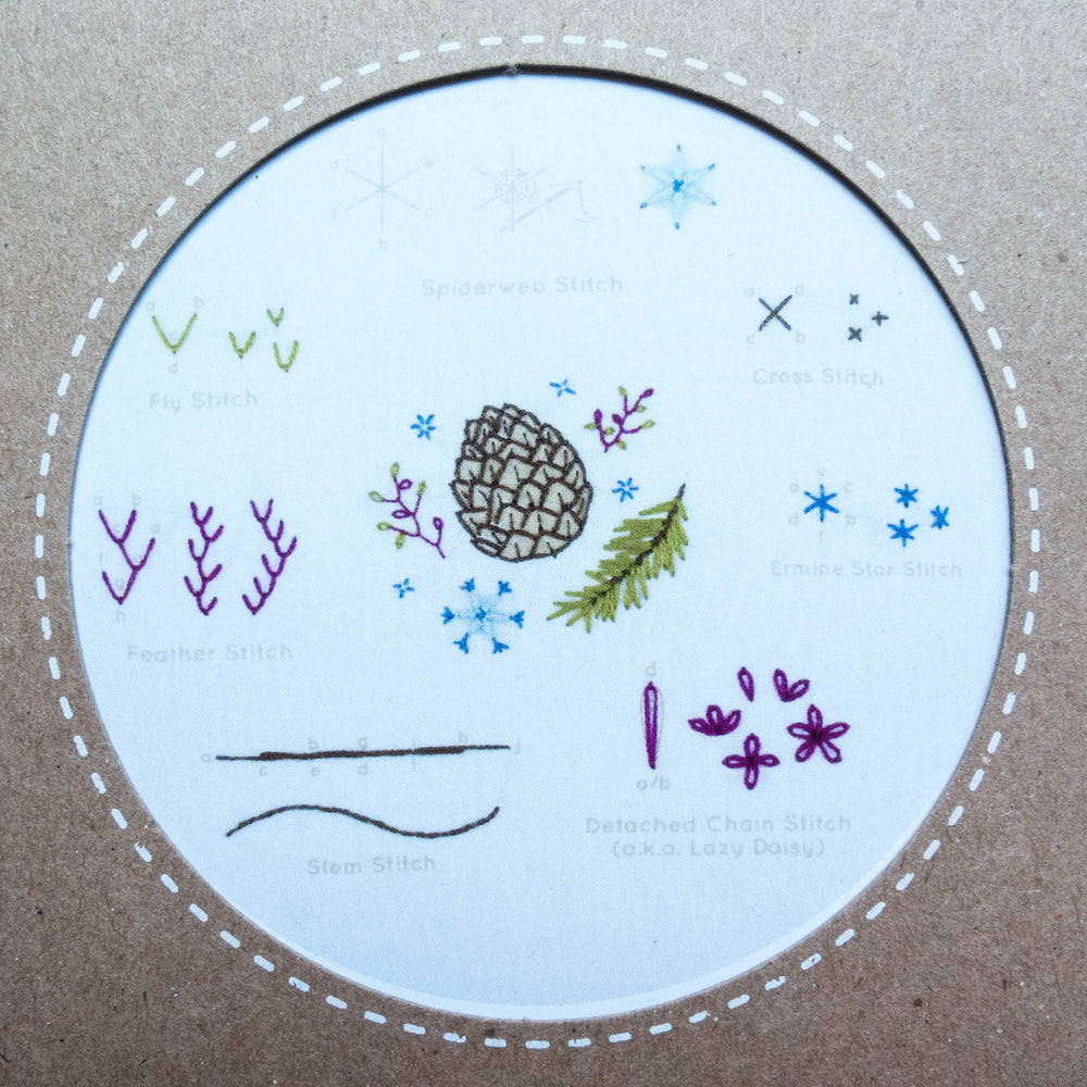 Kiriki Press Embroidery Stitch Sampler - Winter Embroidery Kit - Snuggly Monkey