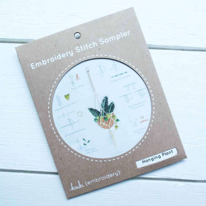 Kiriki Press Embroidery Stitch Sampler - Hanging Plant Embroidery Kit - Snuggly Monkey