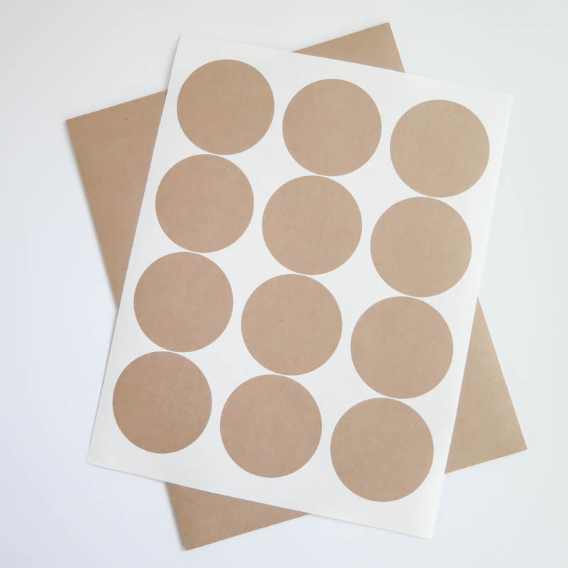 Mason Jar Labels Circular Kraft Stickers - 2.5 inch Circles Labels - Snuggly Monkey