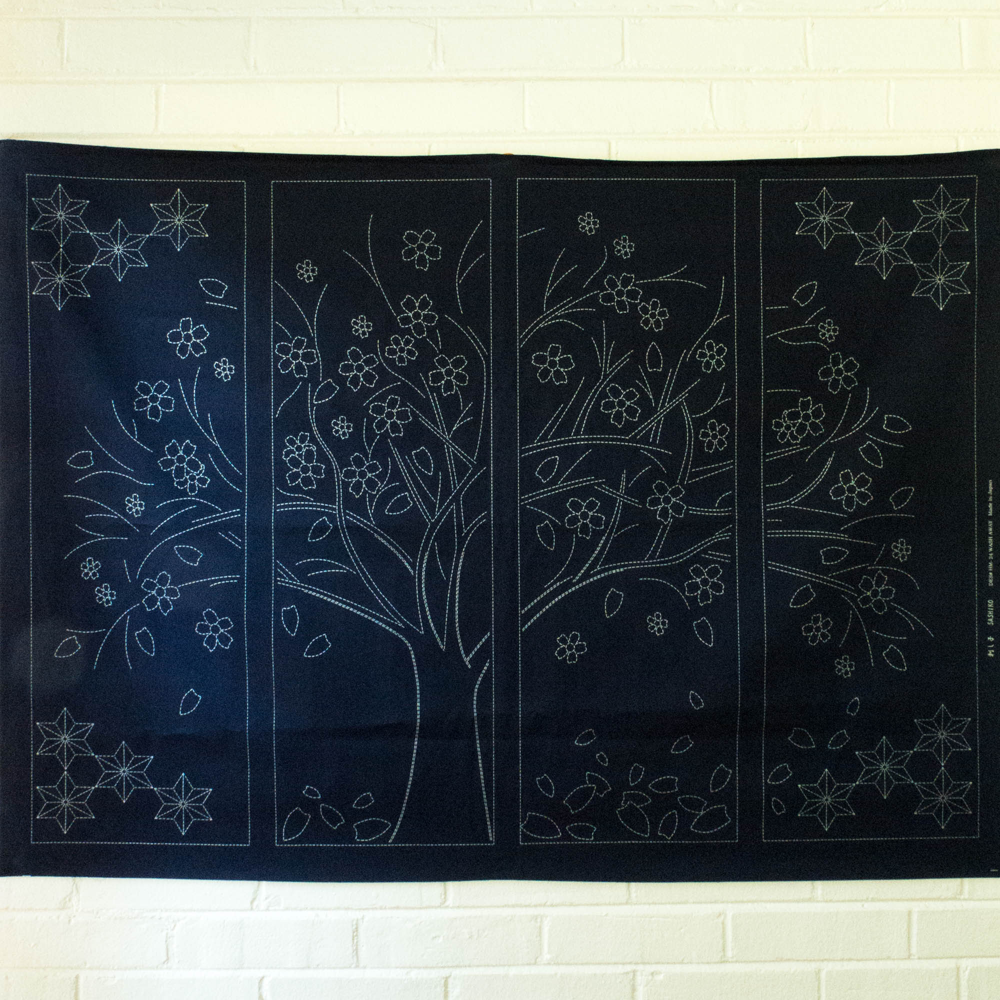 Large Sashiko Sampler - 4 Panel Cherry Blossom Tree – Snuggly Monkey