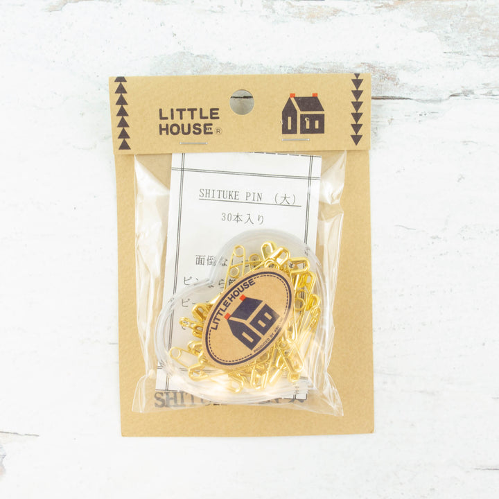 Little House Heart Golden Safety Pins