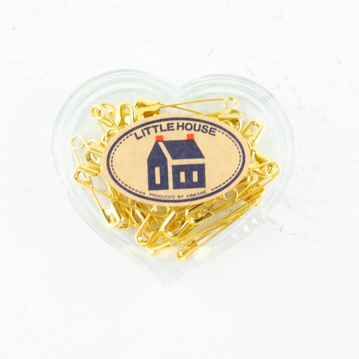 Little House Heart Golden Safety Pins