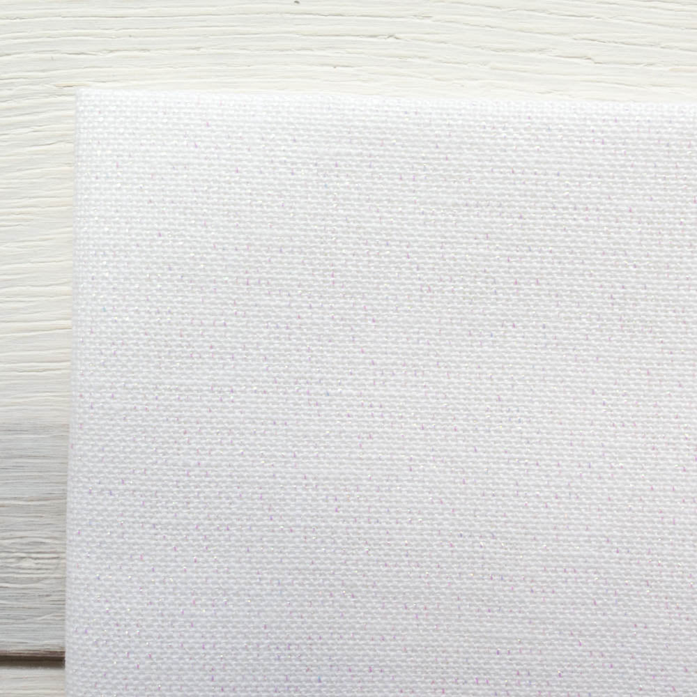 White Metallic Cross Stitch Linen (28 ct) Fabric - Snuggly Monkey