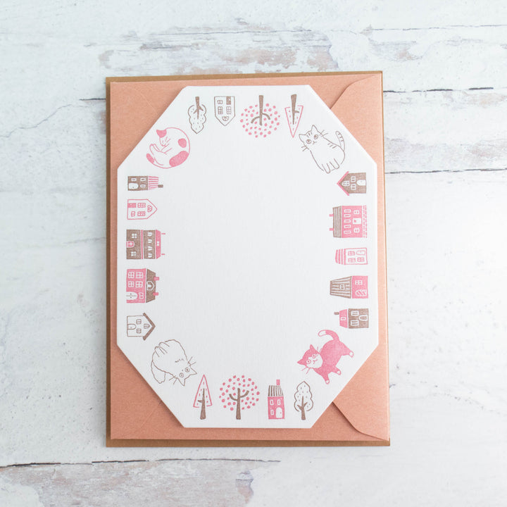 Japanese Letterpress Stationery Set - Cats