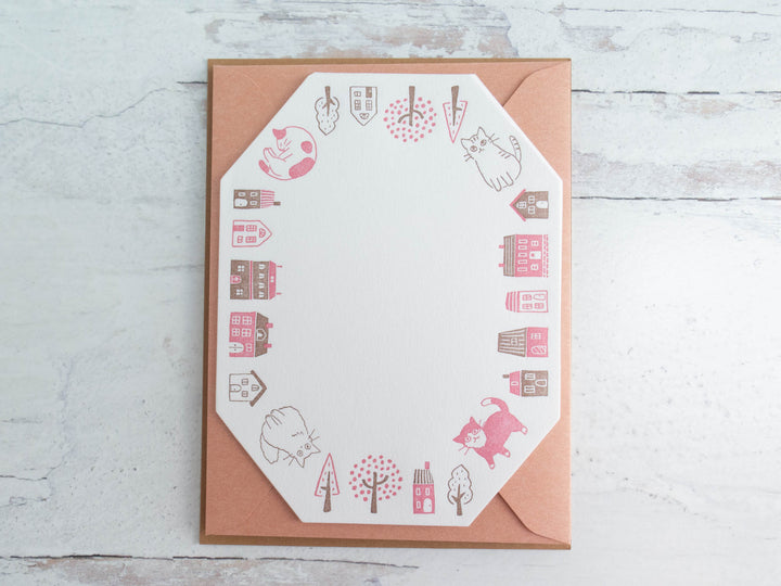 Japanese Letterpress Stationery Set - Cats