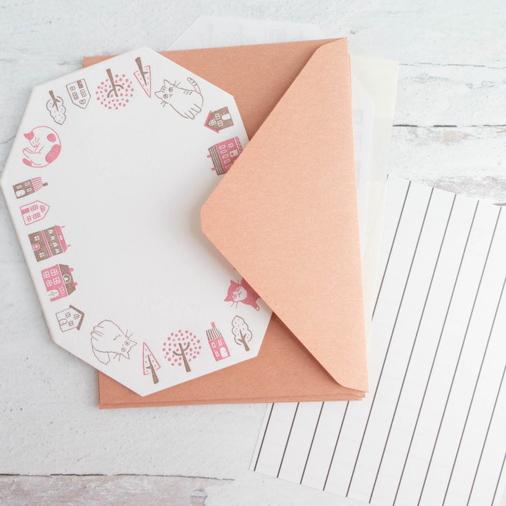 Japanese Letterpress Stationery Set - Cats