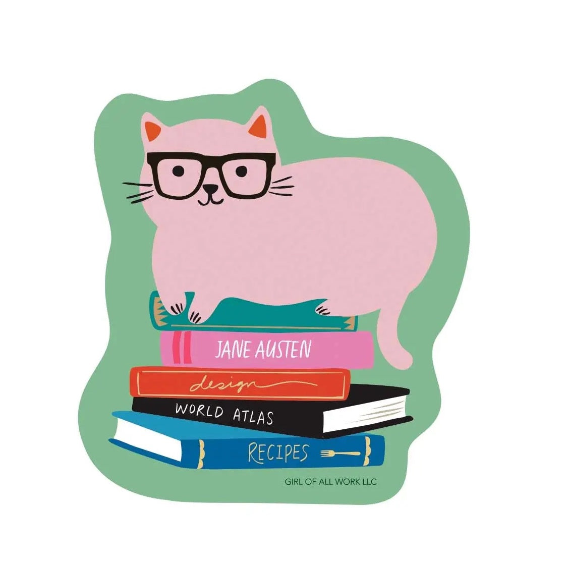 Library Cat Vinyl Sticker – Snuggly Monkey