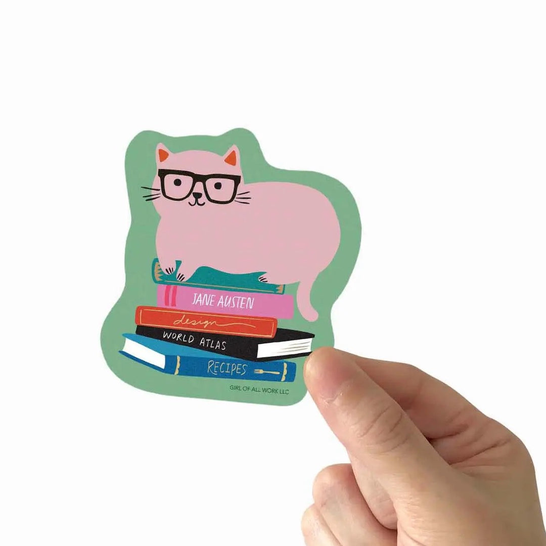 Library Cat Vinyl Sticker