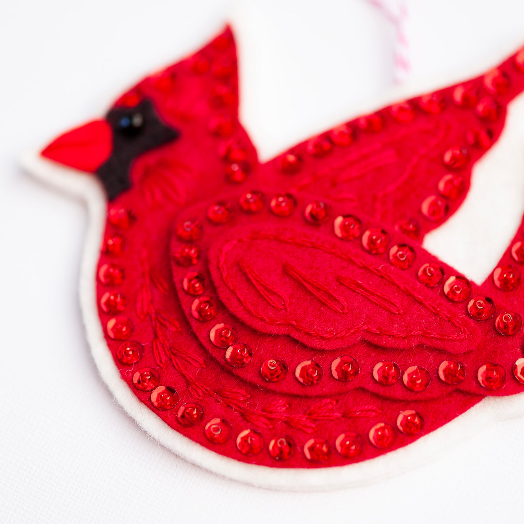 PDF PATTERN - Cardinal and Bird House Wool Felt Ornament