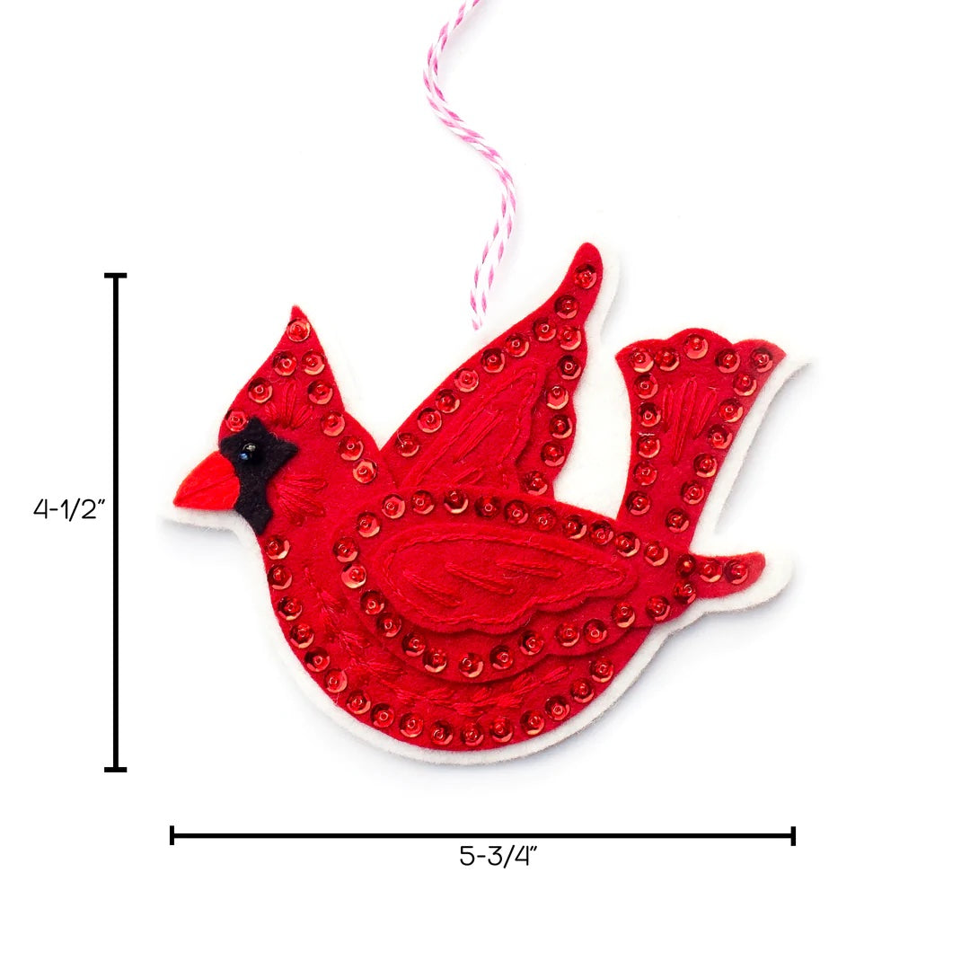 PDF PATTERN - Cardinal and Bird House Wool Felt Ornament