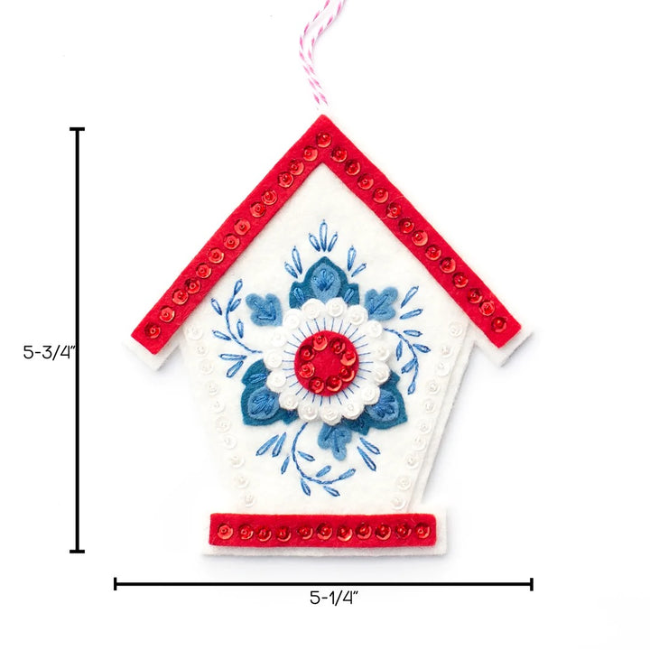 PDF PATTERN - Cardinal and Bird House Wool Felt Ornament