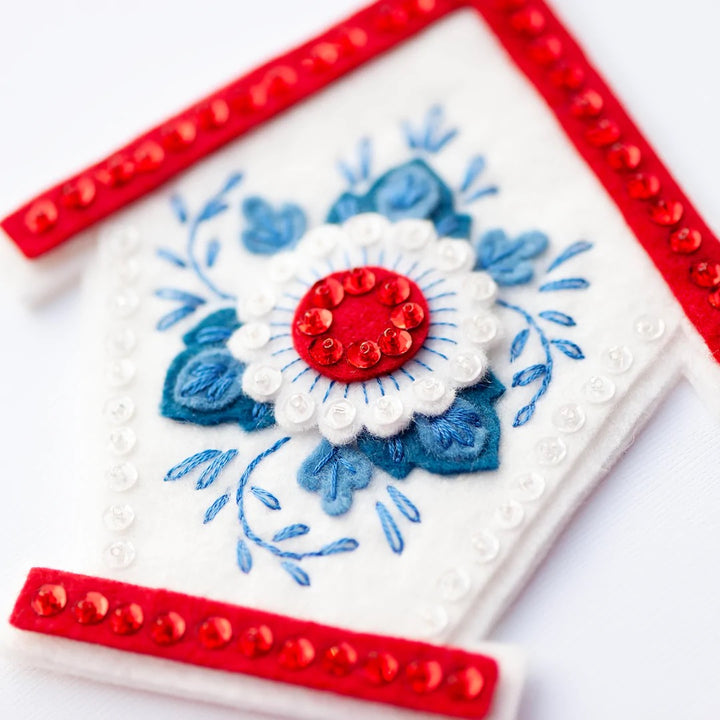 PDF PATTERN - Cardinal and Bird House Wool Felt Ornament