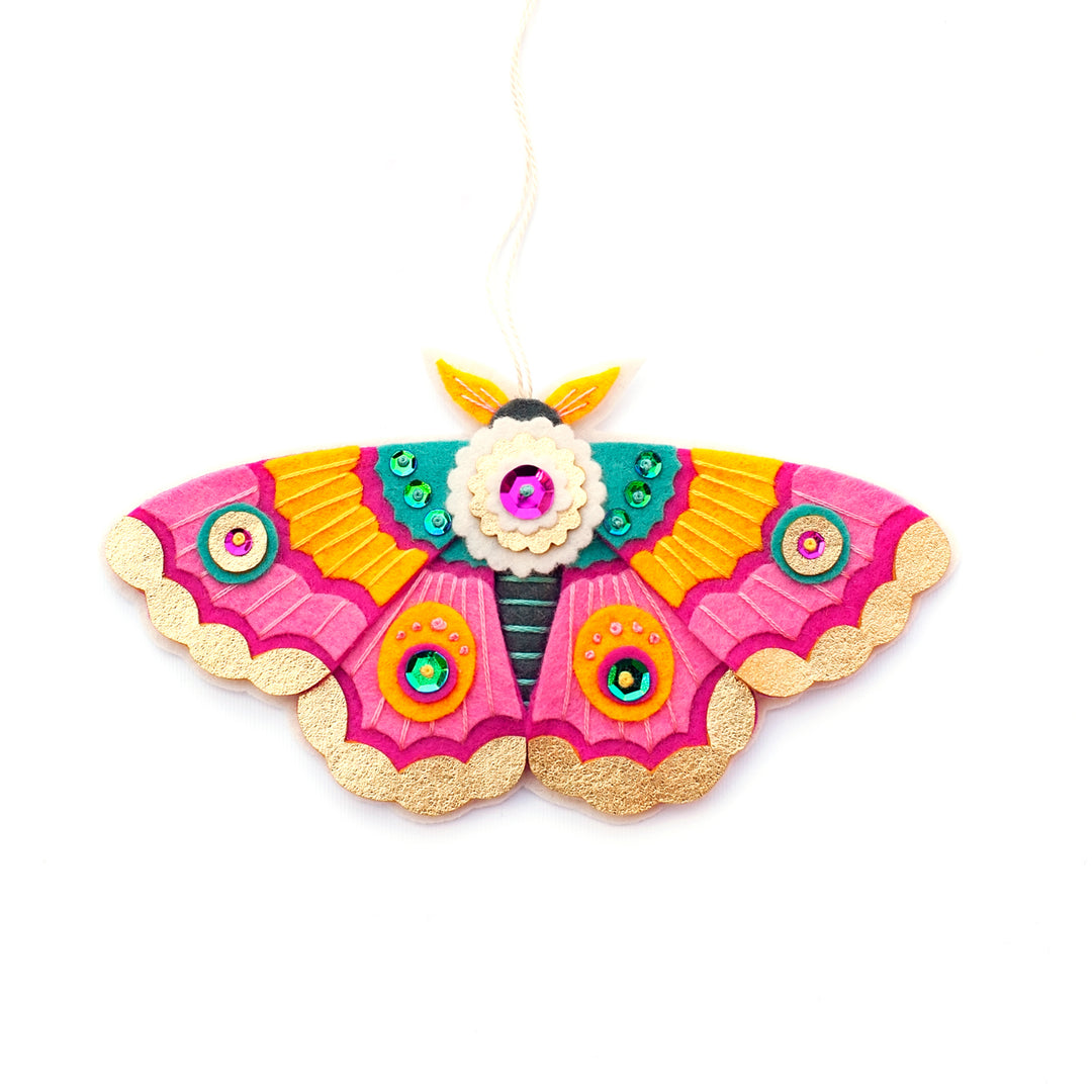 PDF PATTERN - Pink Perfection Moth Wool Felt Ornament Pattern