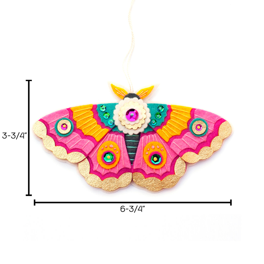 PDF PATTERN - Pink Perfection Moth Wool Felt Ornament Pattern