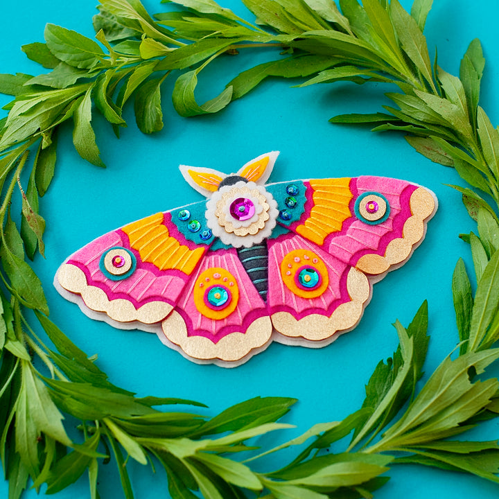 PDF PATTERN - Pink Perfection Moth Wool Felt Ornament Pattern